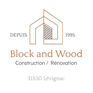 logo block and wood